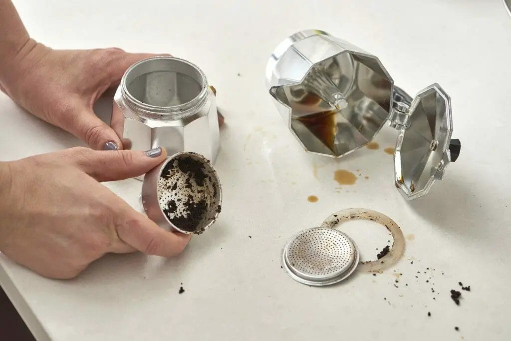 How do you clean the outside of a stainless steel coffee pot?