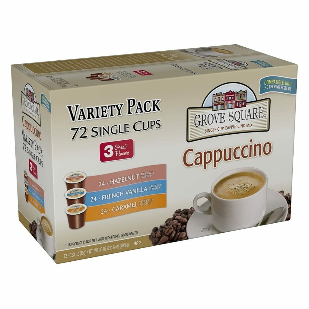 Grove Square Cappuccino Pods, Variety Pack, Single Serve